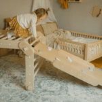 Transformer Kletterdreieck FULL MOON + 1 Rutsche | Natur | 30 Formen | 98 cm | Rutsche wählbar aus 6 Farben - Kletterling – einfach Kind sein