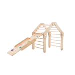 Transformer Kletterdreieck FULL MOON + 1 Rutsche | Natur | 30 Formen | 98 cm | Rutsche wählbar aus 6 Farben - Kletterling – einfach Kind sein