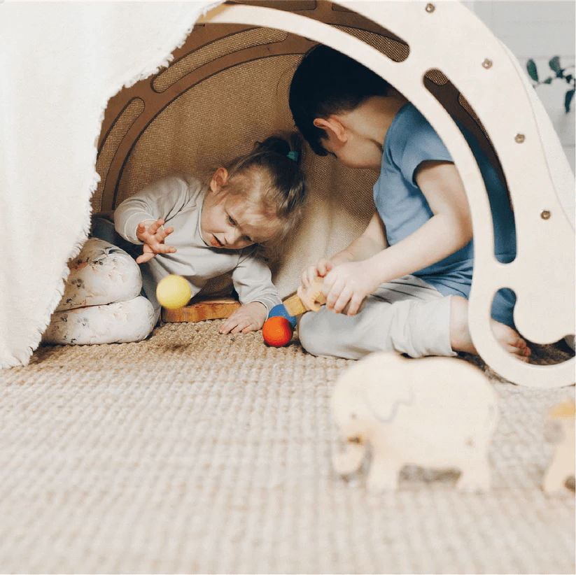 Spielset "Energetic" natur - XXL Bogen mit Rutsche und Kissen - Kletterling – einfach Kind sein