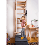 Sprossenwand BENCH PLAYGYM | Turnringe, Kletterseil, Tellerschaukel | 220 cm x 64 cm - Kletterling – einfach Kind sein