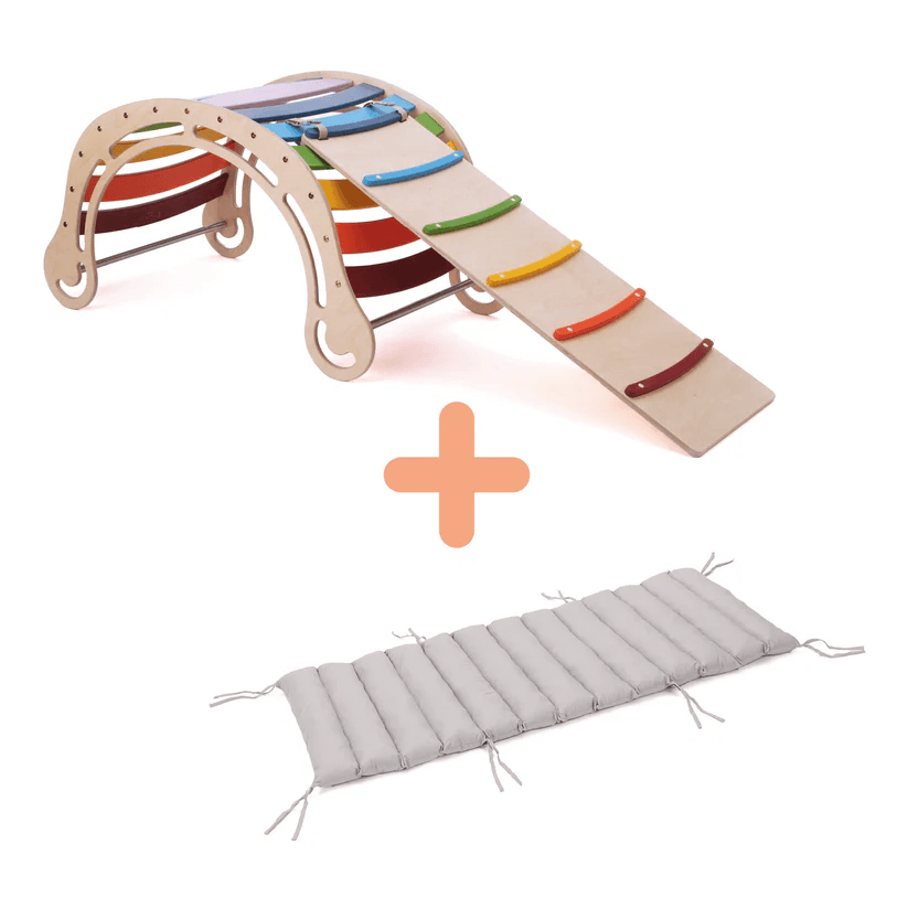 Spielset "Energetic" pastell - XXL Bogen mit Rutsche und Kissen - Kletterling – einfach Kind sein