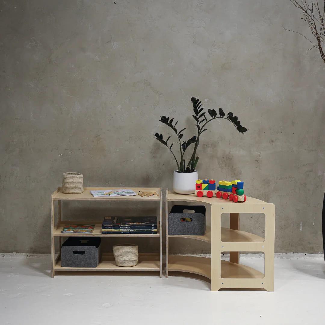 Montessori Eckregal mit drei Etagen - Kletterling – einfach Kind sein