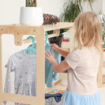 Montessori Kleiderschrank mit drei Etagen und Kleiderstange - Kletterling – einfach Kind sein