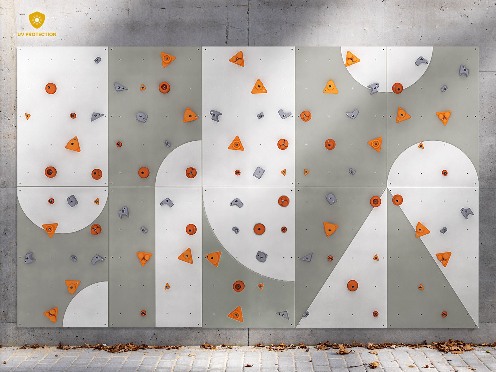 Kletterwand BK OUTDOOR aus 10 Teilen | 236 cm x 390 cm | inkl. 75 Griffen | 200 Loch - Kletterling – einfach Kind sein