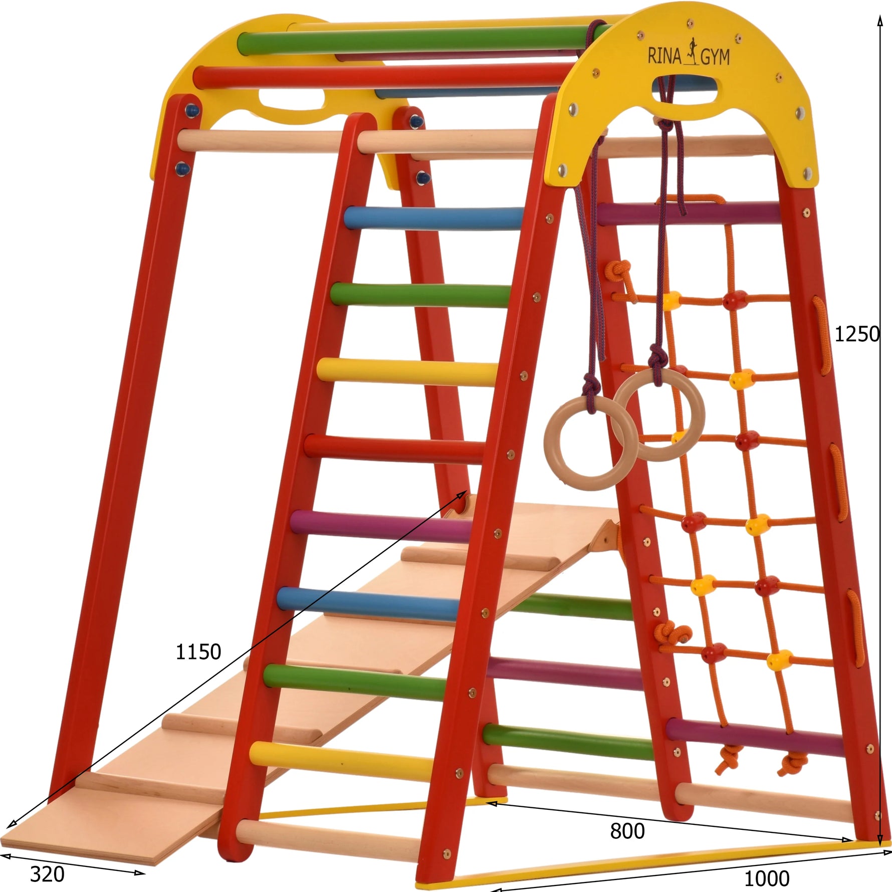 Klettergerüst PIPPI LANGSTRUMPF GYM | Sprossenwand, Netz, Ringe | ab 3 Jahren - Kletterling – einfach Kind sein